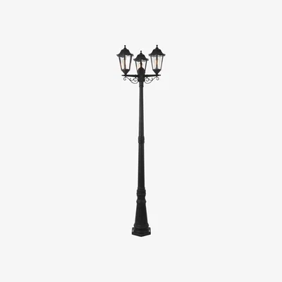 BHS.com Ferris Lantern Triple Head Tall Lamp Post, Black