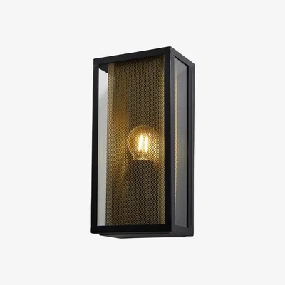 BHS.com Marco Outdoor Box Light with Brass Mesh, Black