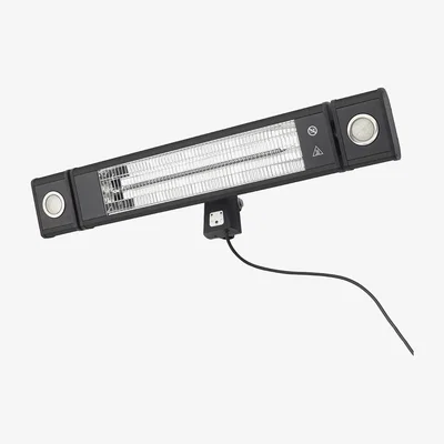 BHS.com 1800 Watt Rectangle Outdoor Wall Radiant Heater with 2 LED Lights, Black