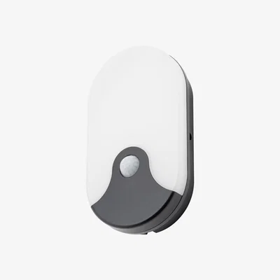 BHS.com Swona 15 Watt LED Outdoor Oval Bulkhead Light with PIR, Black