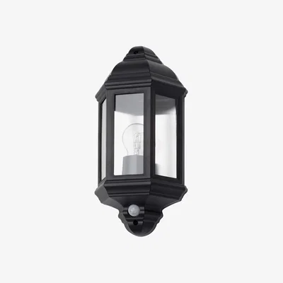 BHS.com Hunda Outdoor Half Wall Lantern with PIR Sensor, Black