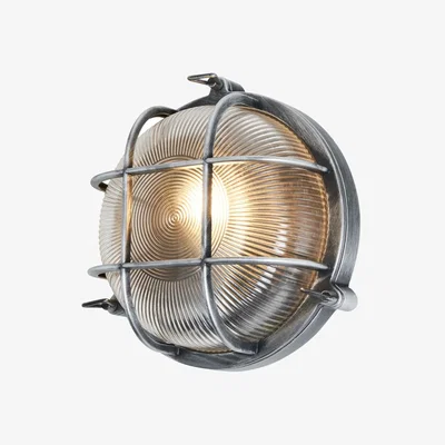 BHS.com Mika Outdoor Caged Round Bulkhead Wall Light, Silver