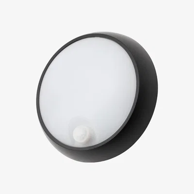BHS.com Bigton 8 Watt LED Outdoor Round Bulkhead with PIR Sensor, Black