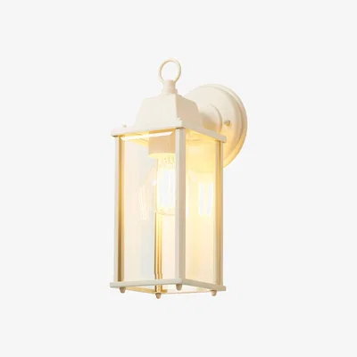 BHS.com Lille Outdoor Bevelled Glass Wall Light Lantern, Ivory