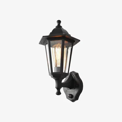 BHS.com Ferris Outdoor Polycarbonate Wall Lantern with PIR Sensor, Black