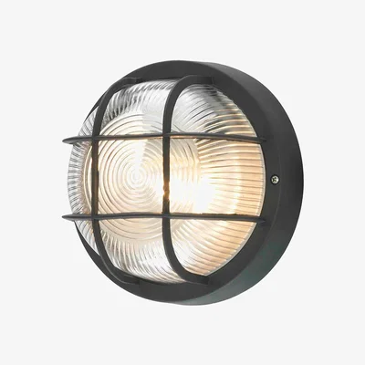 BHS.com Hoy Polycarbonate Round Bulkhead Outdoor Wall Light, Black