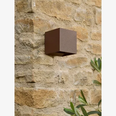 Cox and Cox Sepian Rusted Cube Wall Light