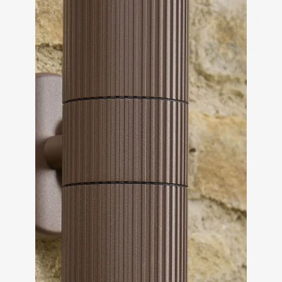 Cox and Cox Haugen Ribbed Rust Double Wall Light