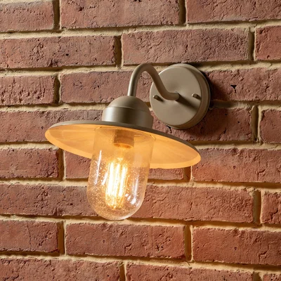 Dunelm Return - Lilium Glass Fisherman Outdoor Wall Light, Taupe