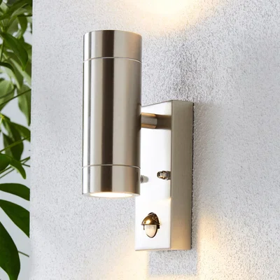 Dunelm Billy PIR Sensor Chrome Outdoor Wall Light Light Copper