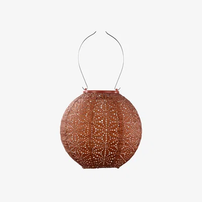 Dunelm Fallen Fruits Round Sashiko Solar Lantern Copper