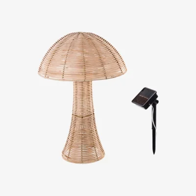 Dunelm Solar Rattan‑Look Toadstool Light