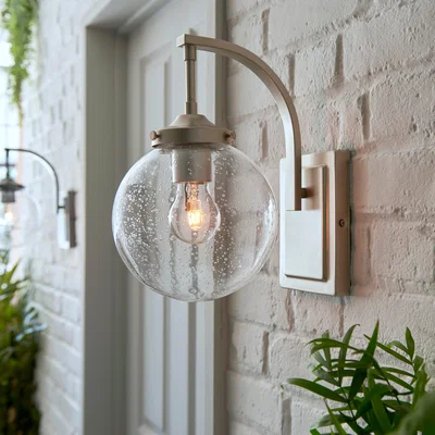Dunelm Twain Outdoor 17cm Globe Glass Wall Light Gold