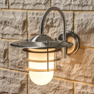 Dunelm Centauri Opaque Glass Outdoor Wall Light Silver