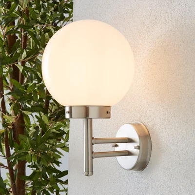 Dunelm Polar Dome Frosted Glass Outdoor Wall Light Silver