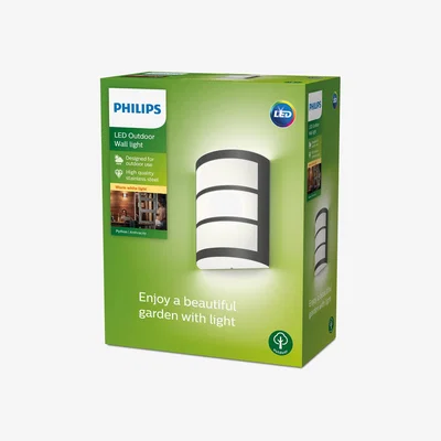 Dunelm Philips Python Integrated LED Outdoor Wall Light, Warm White White