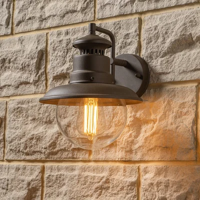 Dunelm Cygnet Glass Outdoor Wall Light Black