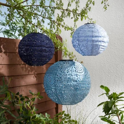 Dunelm Set of 3 Blue Solar Lanterns