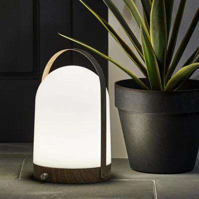 Dunelm Rome Outdoor Wood Effect Portable Lamp Natural
