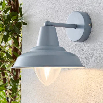 Dunelm Galley Matt Grey Outdoor Wall Light Grey