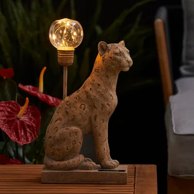 Dunelm Leopard Natural Outdoor Solar Lamp Natural (Brown)