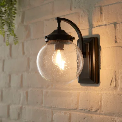 Dunelm Twain Outdoor 14cm Globe Glass Wall Light Black