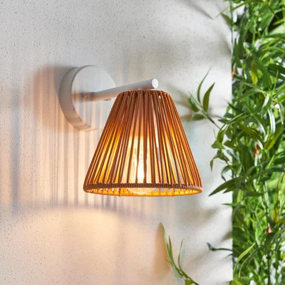 Dunelm Kenia Rattan Outdoor Wall Light Natural
