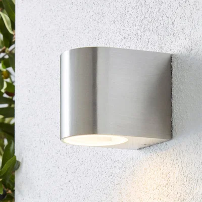 Dunelm Tam Down Lighter Steel Outdoor Wall Light Silver