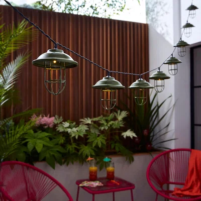 Dunelm Utilitarian 10 LED Indoor Outdoor String Lights Green