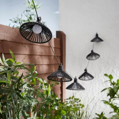 Dunelm Solar Outdoor Rattan Lantern String Lights