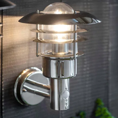 Dunelm Vogue Pheonix PIR Outdoor Up Wall Light Silver