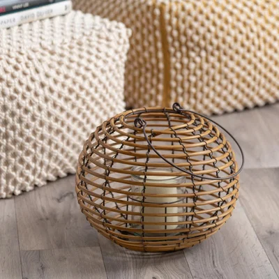 Dunelm Rattan Ball Lantern Wood (Brown)
