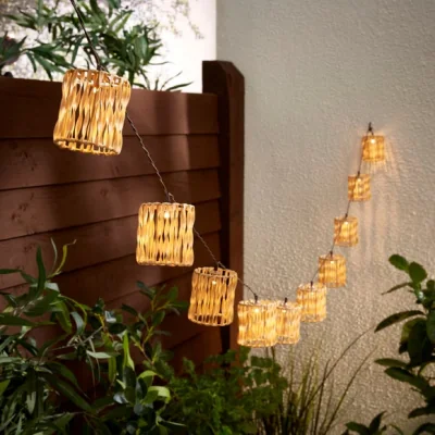 Dunelm Rattan 10 LED Solar String Lights