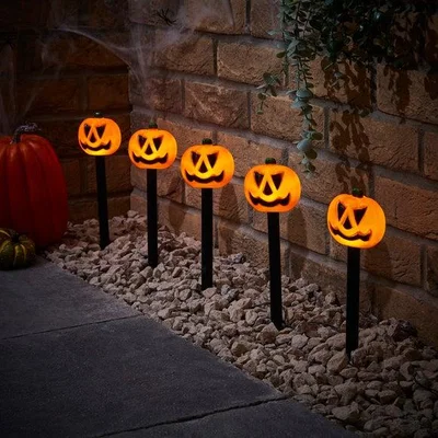 Dunelm Set of 5 Pumpkin Stake Lights