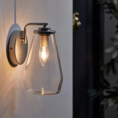 Dunelm Peckham Glass Silver Wall Light Silver