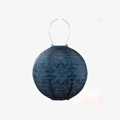 Dunelm Fallen Fruits Round Marrakesh Solar Lantern Blue