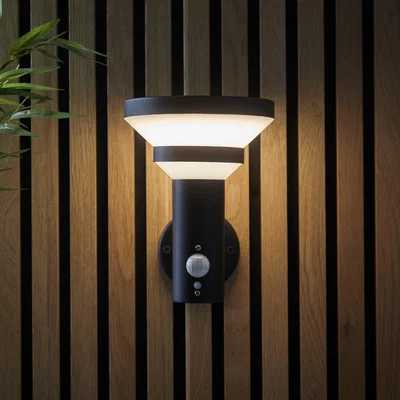 Dunelm Vogue Holton Outdoor Solar PIR Wall Light Black