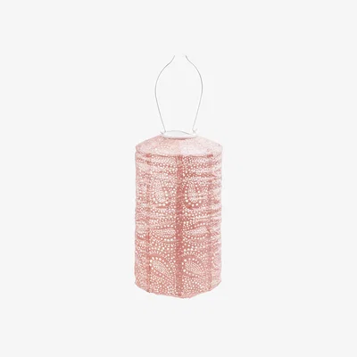 Dunelm Fallen Fruits Cylinder Paisley Solar Lantern Pink