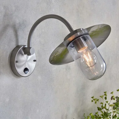 Dunelm Vogue Ballard Outdoor PIR Wall Light Stainless Steel