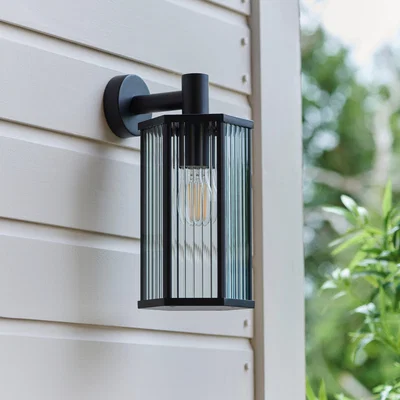 Dunelm Hex Ribbed Indoor Outdoor Wall Light Black