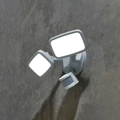 Homebase LED Outdoor Twin Spotlight with PIR Motion Sensor - White