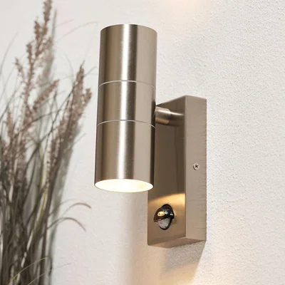 Homebase Mills Up & Down Outdoor Wall Light with PIR Motion Sensor - Stainless Steel