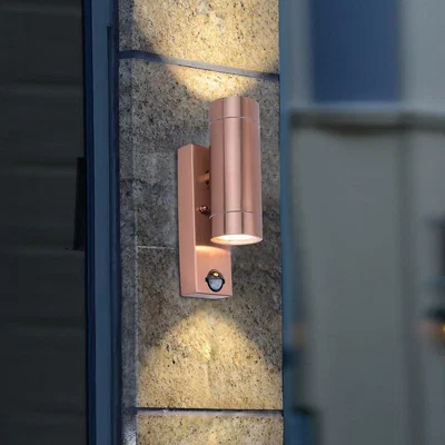 Homebase Lutec Rado Up & Down Outdoor Wall Light with PIR Motion Sensor - Copper