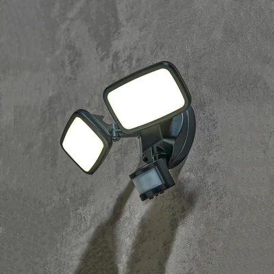 Homebase LED Outdoor Twin Spotlight with PIR Motion Sensor - Black