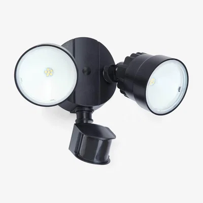 Homebase Lutec Shrimp Twin Head Outdoor LED PIR Wall Light - Black