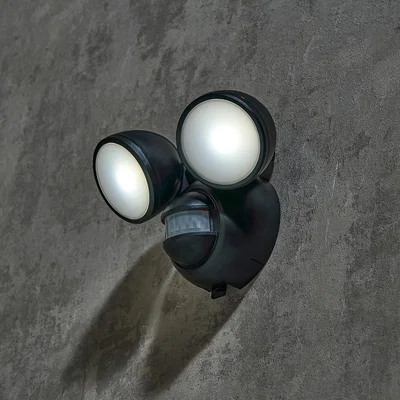 Homebase LED Battery Powered Outdoor Twin Spotlight with PIR Motion Sensor