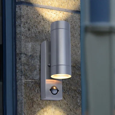 Homebase Lutec Rado Up/Down PIR Outdoor Wall Light - Stainless Steel