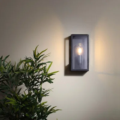 Homebase Minerva Outdoor Box Lantern Wall Light - Black