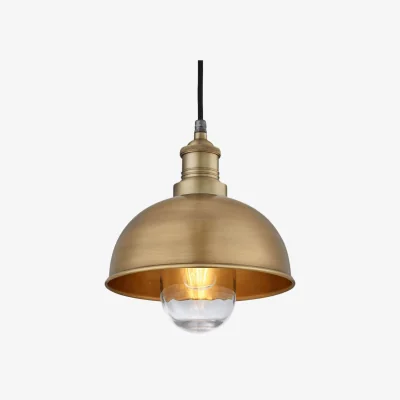 Industville Brooklyn Outdoor & Bathroom Dome Pendant - 8 Inch - Brass
