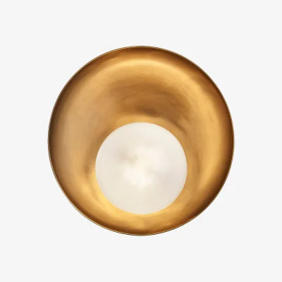Industville Hayle Outdoor & Bathroom Round Diffuser Wall Light - Brass